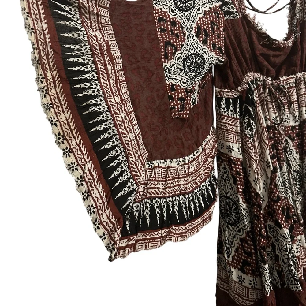 Free People Heart Of Gold Scarlet Dress Size S Flutter Sleeve Boho Oversized